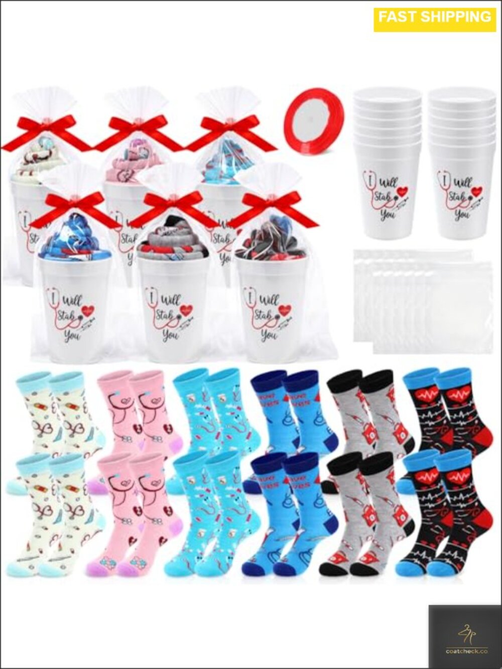 Nurse Graduation Gift Set 12 Pairs Cotton Socks & Mugs for New Grad Nursing
